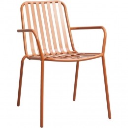 LeenBakker-StapelstoelVence-terracotta-82x55x62Cm-Metaal-OranjeBruinRood
