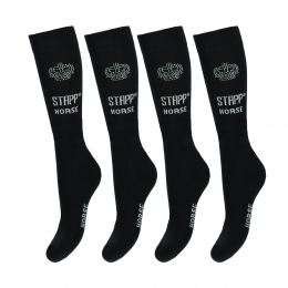STAPPHorsePaardrijsokkenKroonStrass4-packZwartZilver-3942