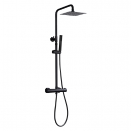 WiesbadenRegendoucheRomboEcoTwentyOpbouwsetThermostaatkraan20cmMatZwart