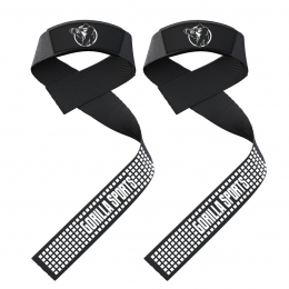 LiftingStraps-Setvan2-AntislipSiliconenGrip-ZachtGevoerd-VoorKrachttrainingDeadliftsPull-ups-Zwart-GorillaSports