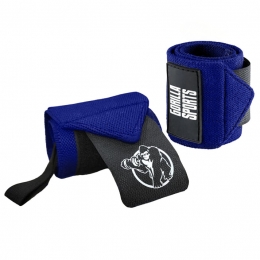 Polsbandage-45cm-VerstelbareKlittenbandsluiting-ElastischDuurzaam-VoorKrachttrainingGewichtheffen-Blauw-GorillaSports
