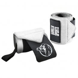 Polsbandage-45cm-VerstelbareKlittenbandsluiting-ElastischDuurzaam-VoorKrachttrainingGewichtheffen-Grijs-GorillaSports