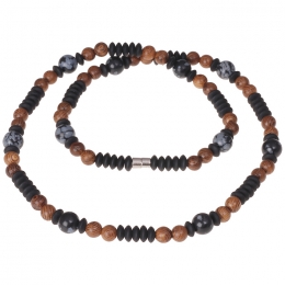 HoutenKralenkettingMannenNatuursteen