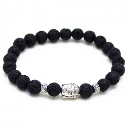 MemphiskralenarmbandLavasteenBuddhaSilver