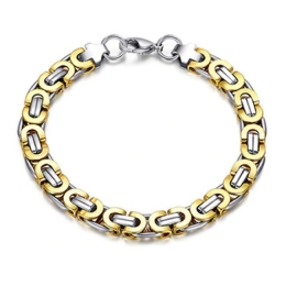 StalenherenarmbandMendesKoningsschakelGoudkleurig-23cm