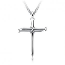 MendesherenkettingEdelstaalSpijkerKruisZilverkleurig