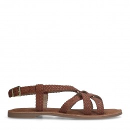 Gevlochtencognacsandalen