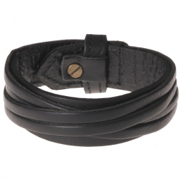 Zwartelerenarmbandmetgesnedenleer