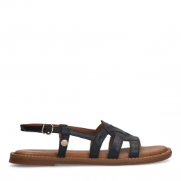 Zwartelerensandalenmetgesp