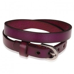 StoneValleywraparmbandLeerVerstelbaarGespAubergine
