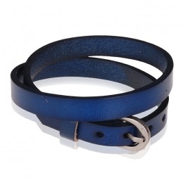 StoneValleywraparmbandLeerVerstelbaarGespBlauw