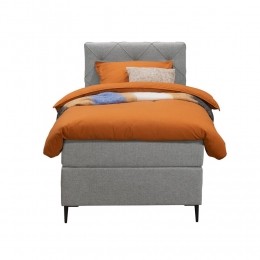 LeenBakker-BoxspringLivGeruit-Licht-90x200Cm-SlankePoot-Stof-Grijs