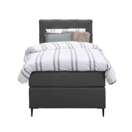 LeenBakker-BoxspringLivGeruit-Antraciet-90x200Cm-SlankePoot-Stof-Grijs