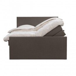 LeenBakker-BoxspringMetOpbergruimteEnVoetbordLivEgaal-Donker-160x200cm-Stof-Bruin