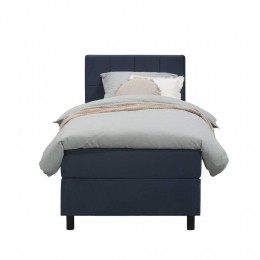 LeenBakker-BoxspringLivGeblokt-90x200Cm-RondePoot-StofVelvet-Blauw
