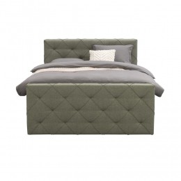 LeenBakker-BoxspringMetVoetbordLivGeruit-180x200Cm-RondePoot-Stof-Groen