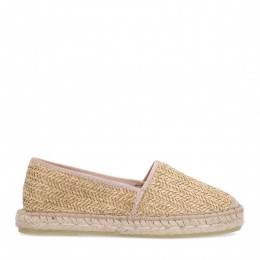 Beigegevlochtenraffiaespadrilles