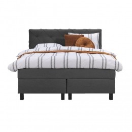 LeenBakker-BoxspringLivGeruit-Antraciet-140x200Cm-VierkantePoot-Stof-Grijs