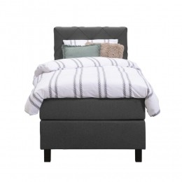 LeenBakker-BoxspringLivGeruit-Antraciet-90x200Cm-VierkantePoot-Stof-Grijs