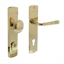 IntersteelvoordeurbeslagHelenaPC92mmmetkerntrekbeveiliging-PVDmessingkleur