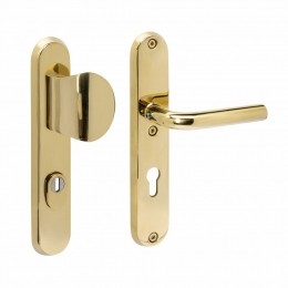 IntersteelSKG3veiligheidsbeslagvoordeurovaal250x50mmgreepkrukLuzernPC72kerntrekbeveiliging-PVDmessingkleur