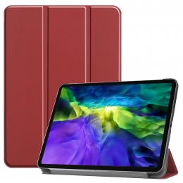 TablethoesvoorAppleiPadPro20212020tri-foldhoes-CasemetAutoWakeSleepfunctie-DonkerRood