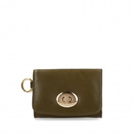 Olijfgroenelerenportemonnee