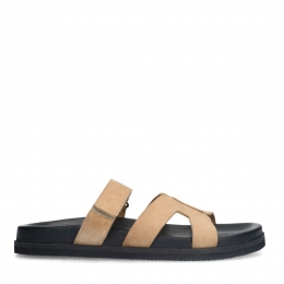 Beigesudeslippersmetbandje