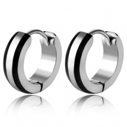 Mannenoorbellenvanzilverkleurigstaalmetzwartelijnen