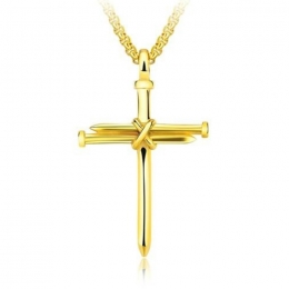 MendesherenkettingEdelstaalSpijkerKruisGoudkleurig