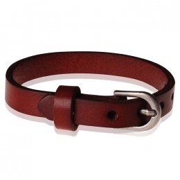 StoneValleylerenarmbandVerstelbaarGespKastanjebruin