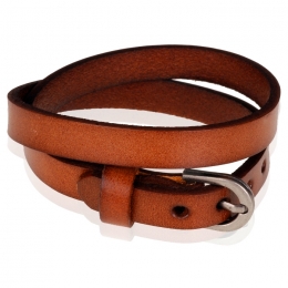 StoneValleywraparmbandLeerVerstelbaarGespBruin