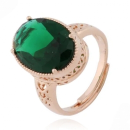 DejaJewelsDamesring-VerstelbaarMetGroteOvaleDiepgroeneZirkoniaSteen