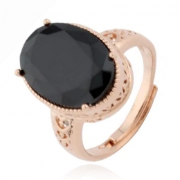 DejaJewelsDamesring-VerstelbaarMetGroteOvaleZwarteZirkoniaSteen