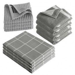 ByrklundKeukensetCleanDryGrijs-12delig-TheedoekenKeukendoekenVaatdoeken