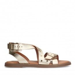 Goudenlerensandalenmetstuds