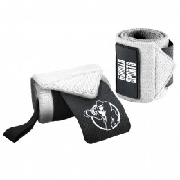 Polsbandage-45cm-VerstelbareKlittenbandsluiting-ElastischDuurzaam-VoorKrachttrainingGewichtheffen-Grijs-GorillaSports