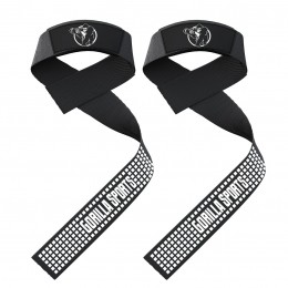 LiftingStraps-Setvan2-AntislipSiliconenGrip-ZachtGevoerd-VoorKrachttrainingDeadliftsPull-ups-Zwart-GorillaSports