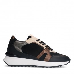 Zwartelerensneakersmetbronzedetails