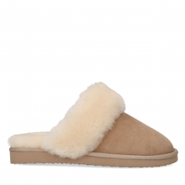 Beigepantoffelsmetwollenvoering