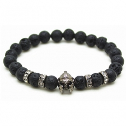 KralenarmbandherenLavasteenSpartanHelmetGrey