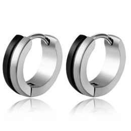 Herenoorringenzilverkleurigstaalmetextrazwartering