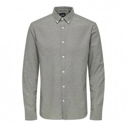 OnlySonsTarSlimLongSleeveMelangeButtonDownShirt