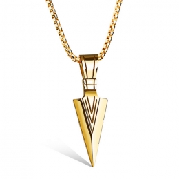 HerenkettingmethangerEdelstaalVikingArrowGoudkleurig