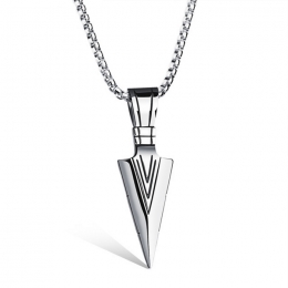 HerenkettingmethangerEdelstaalVikingArrowSilver