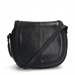 Zwartelerenschoudertasmetgevlochtendetails