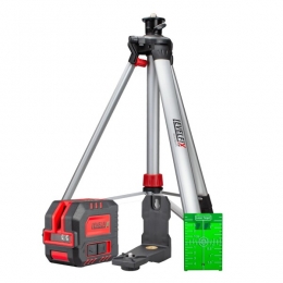 LevelfixCL120GKruislijnlaserSetInclStatiefInTas-Groen-40m-2Lijnen-IP54