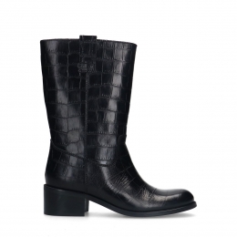 Zwartelerencrocolaarzen