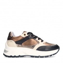 Zwartelerensneakersmetbronzendetails