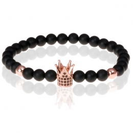 MemphiskralenarmbandMatteAgaatCrownRose